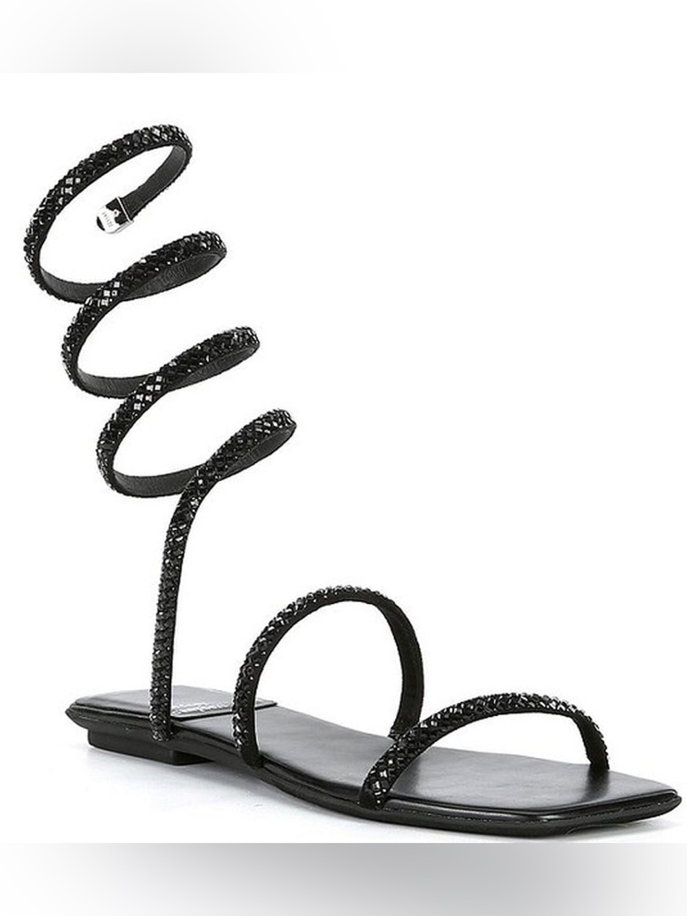 Jeffrey Campbell Black Spiral Wrap Rhinestone Flat Sandal - Women